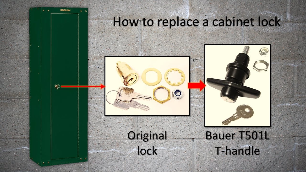 How to replace a Stack-On cabinet lock with a T-handle