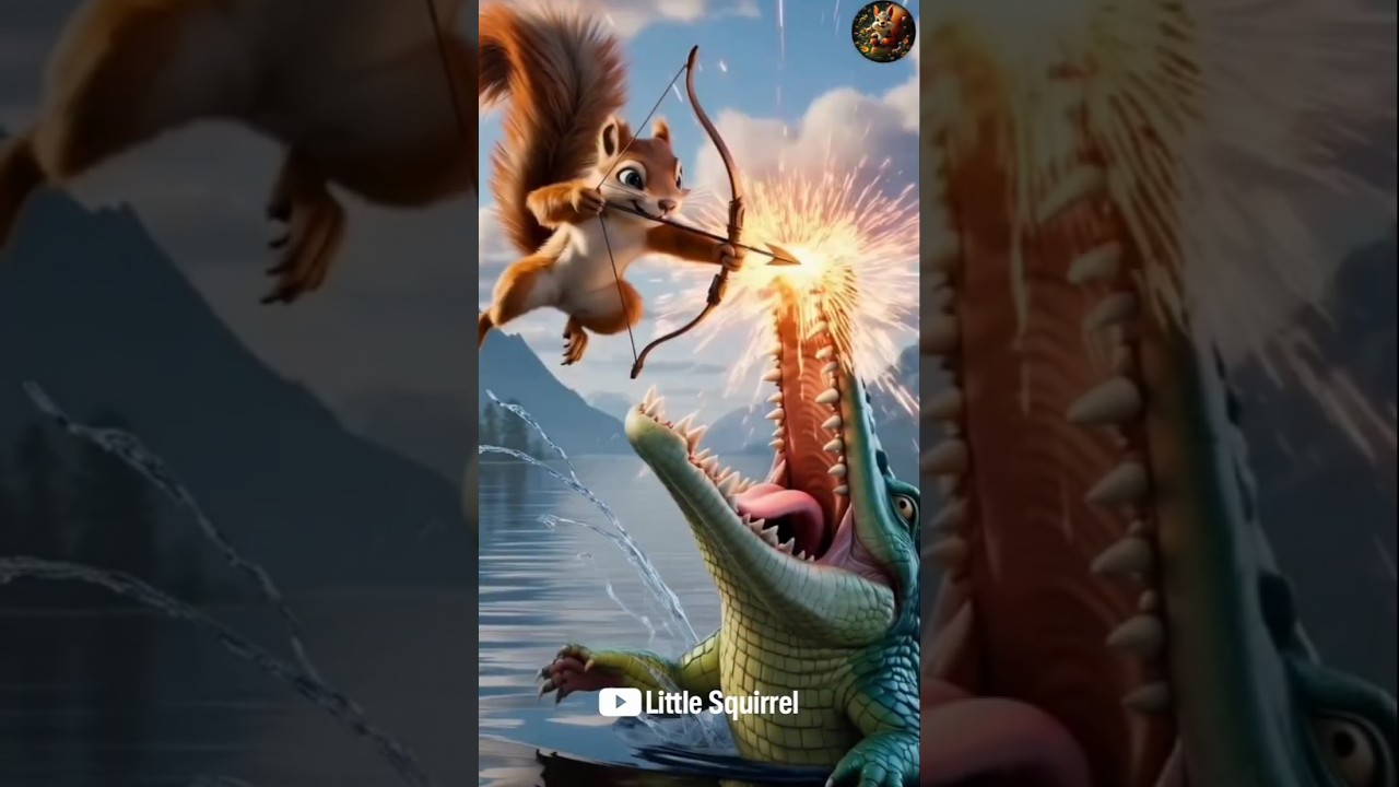Bravery Unleashed:Little Squirrel Saves Baby from Crocodile's Jaws. #animation #rescue