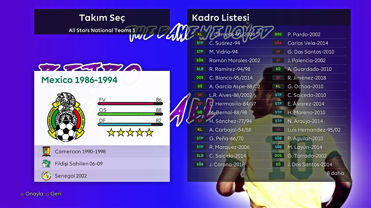 CUMHUR CAN PES CLASSIC ALL TEAM LİST