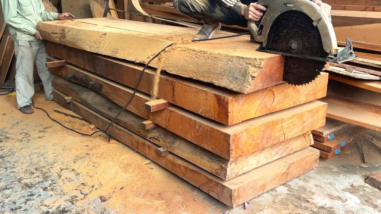Mr Van Woodworking and Amazing Journey from Forest to Furniture // Monolithic Red Hardwood Table