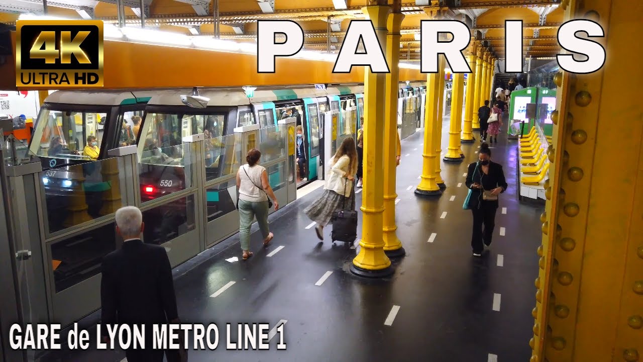 【4K】🇫🇷Paris Metro Line 1 - Gare de Lyon Train Station