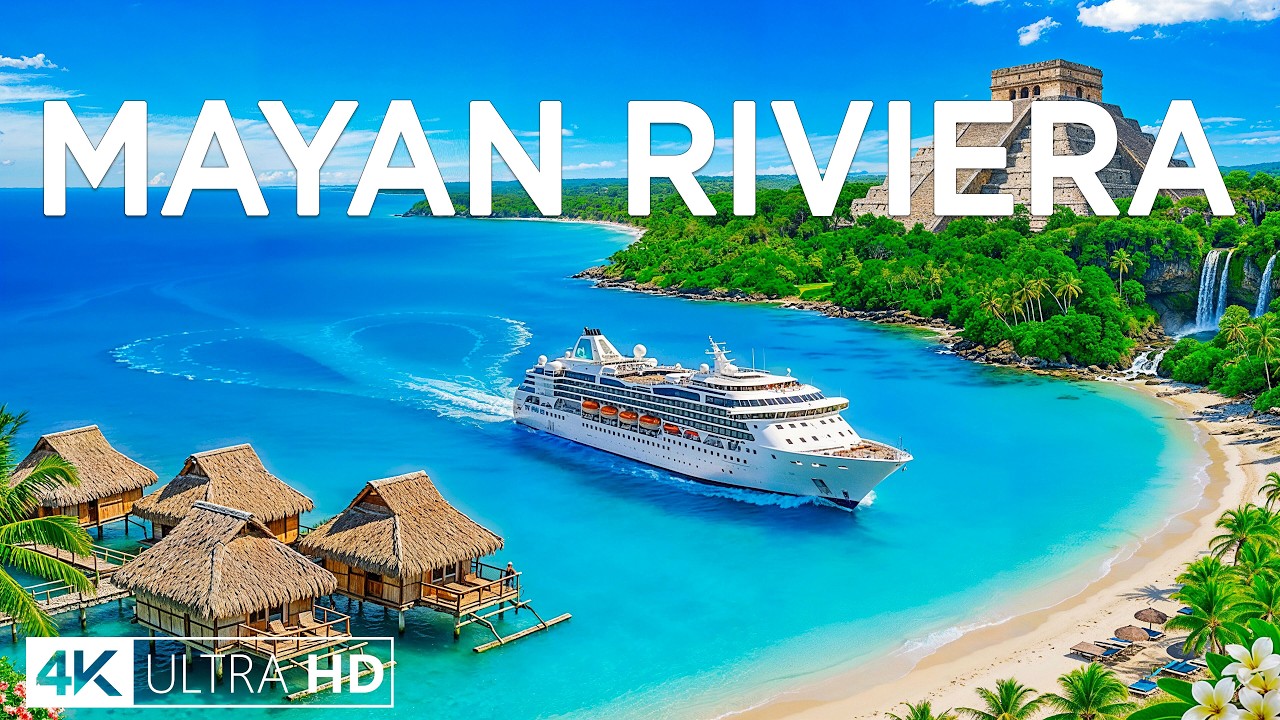 Mayan Riviera 4K Drone Footage 🇲🇽 Turquoise Caribbean Waters, White Sand Beaches & Ancient Ruins