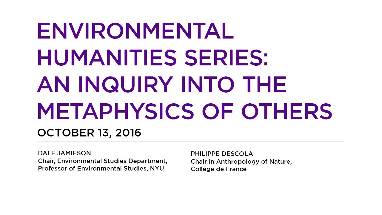 Environmental Humanities Series: An Inquiry Into the Metaphysics of Others