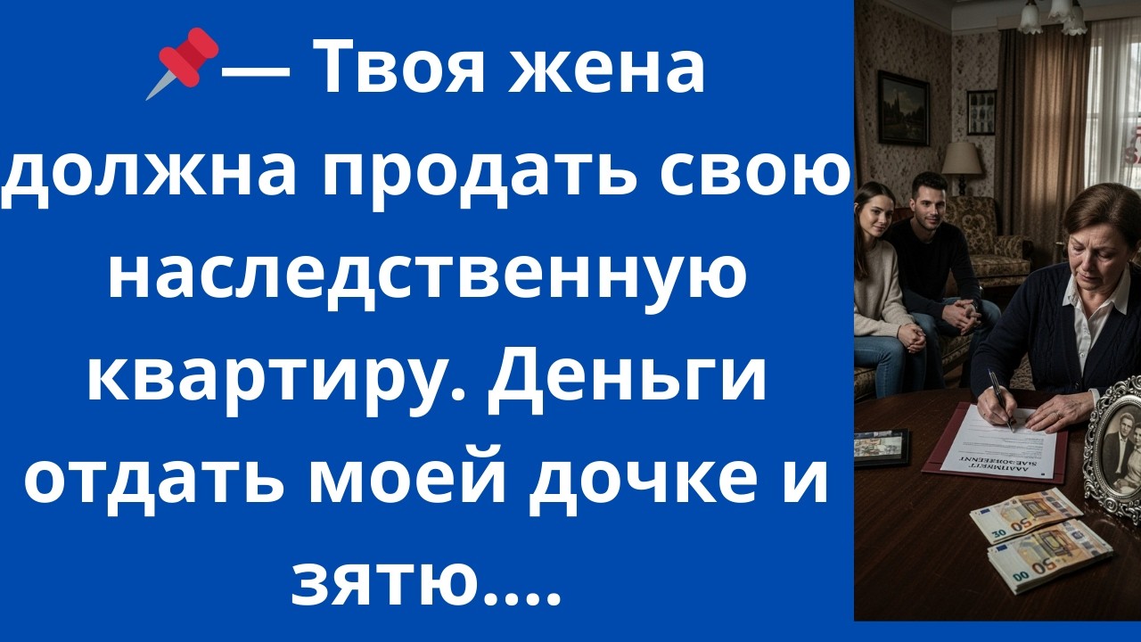 Твоя жена должна продать свою наследственную квартиру. Деньги отдать моей дочке и зятю