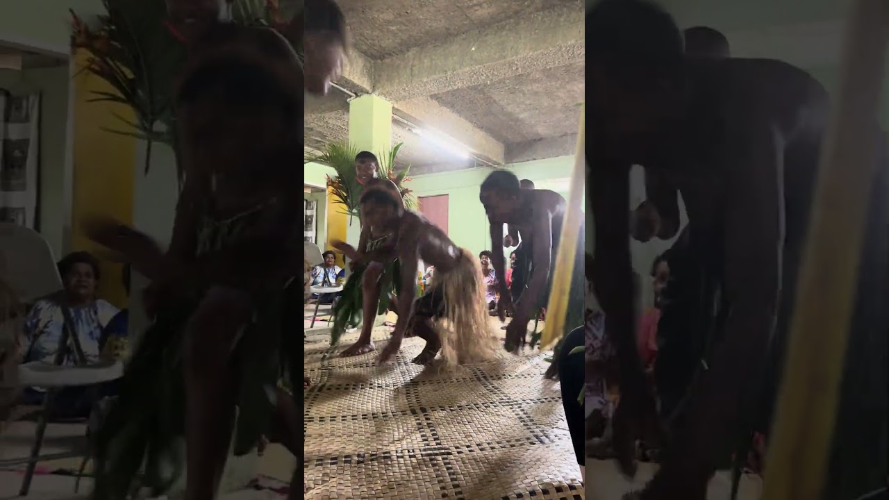 Sawani Warrior dancers hit the ground Tribal Primitive Fiji near Suva