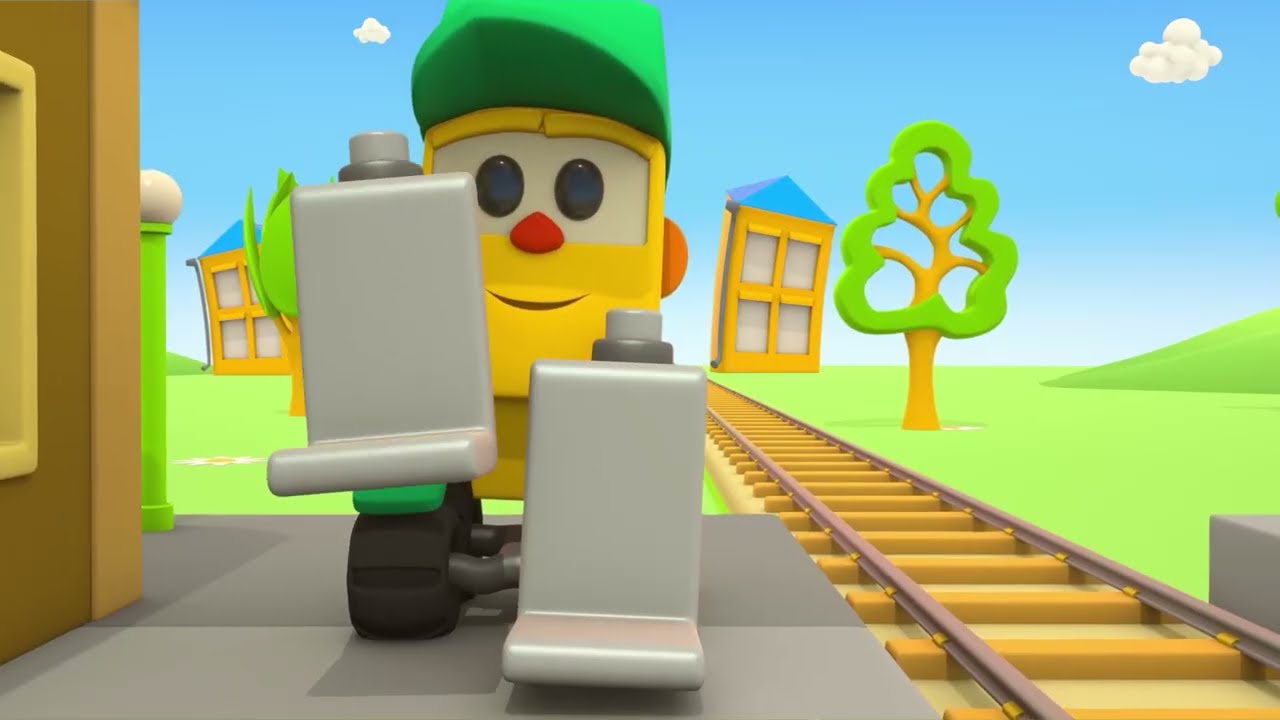 Leo si Truk Membangun Lokomotif, Derek Pemasang Pipa & Roller Coaster! Kendaraan untuk Anak
