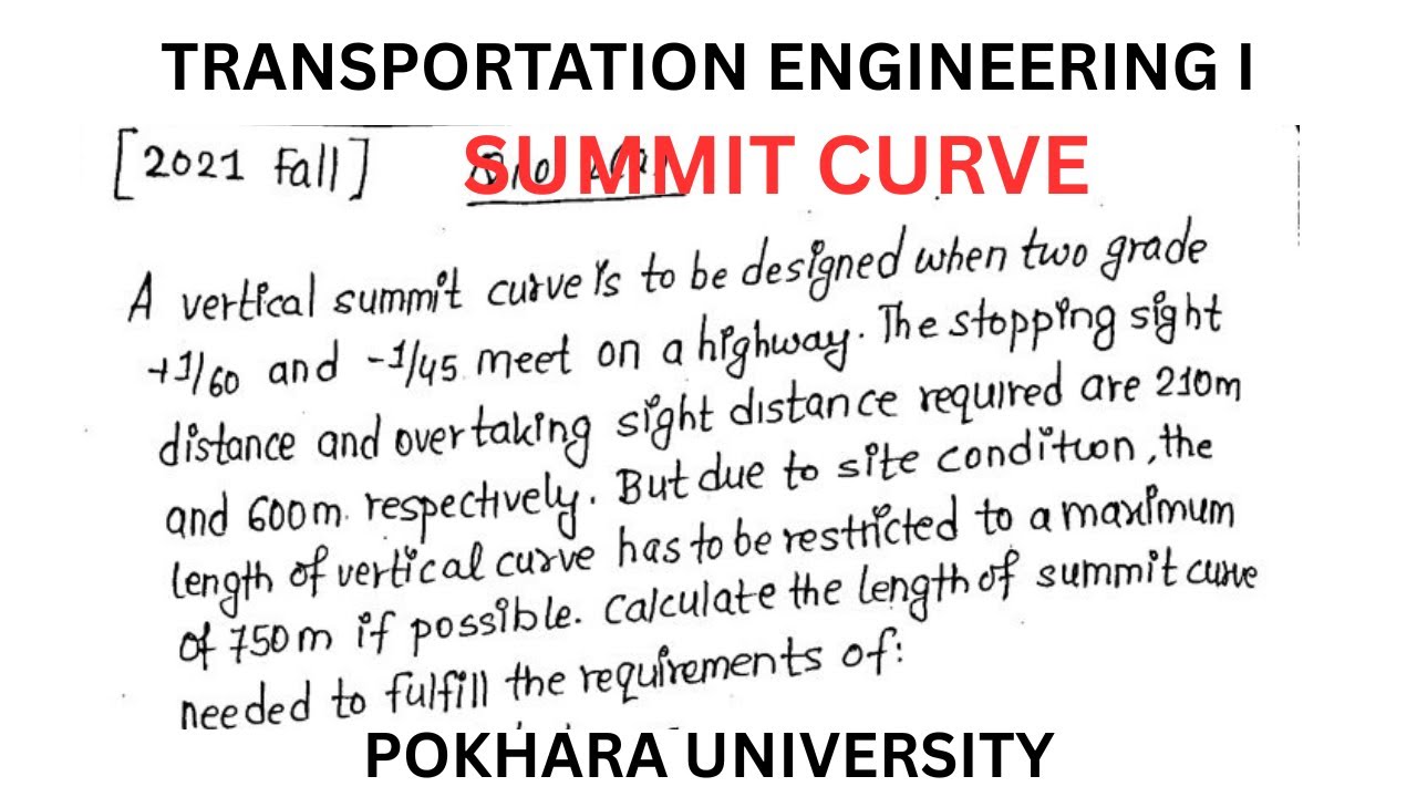 SUMMIT CURVE | GEOMETRIC DESIGN OF HIGHWAY | TRANSPORTATION ENGINEERING 1 | POKHARA UNIVERSITY