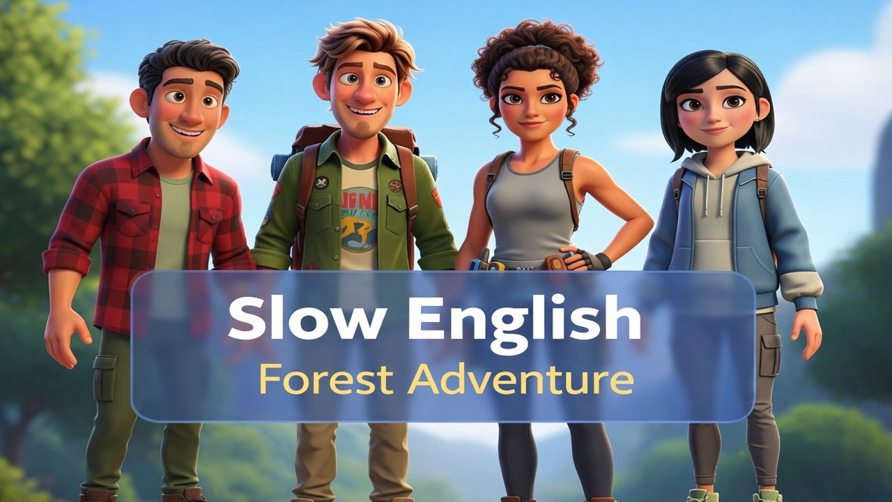 English Listening Practice – Forest Camping Mystery | Real English Conversation (Slow & Clear)