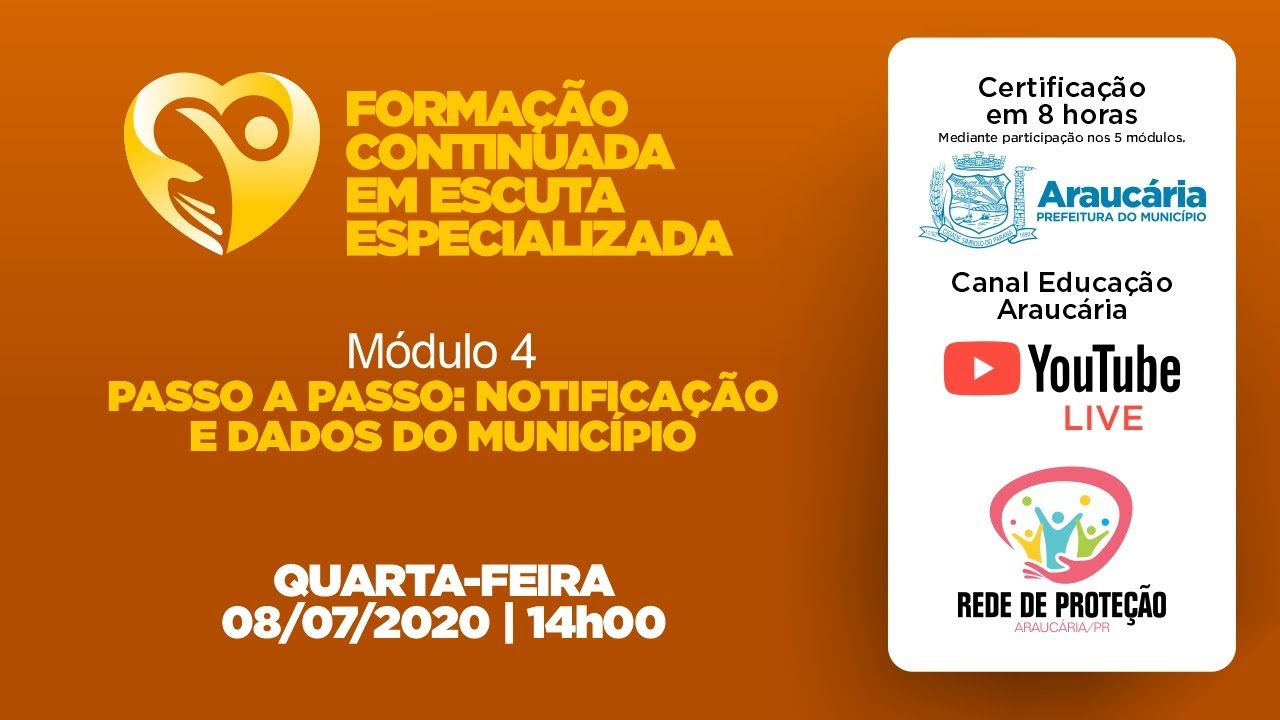 FORMA&Ccedil;&Atilde;O EM ESCUTA ESPECIALIZADA &ndash; M&Oacute;DULO 4 &ndash; NO CANAL EDUCA&Ccedil;&Atilde;O ARAUC&Aacute;RIA