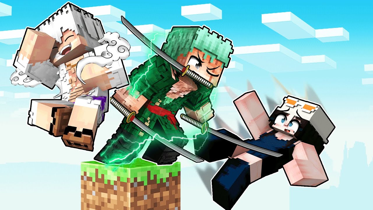 Novo Apenas Um Bloco de One Piece, mas viramos os Chapéus de Palha 𝗡𝗢 Minecraft