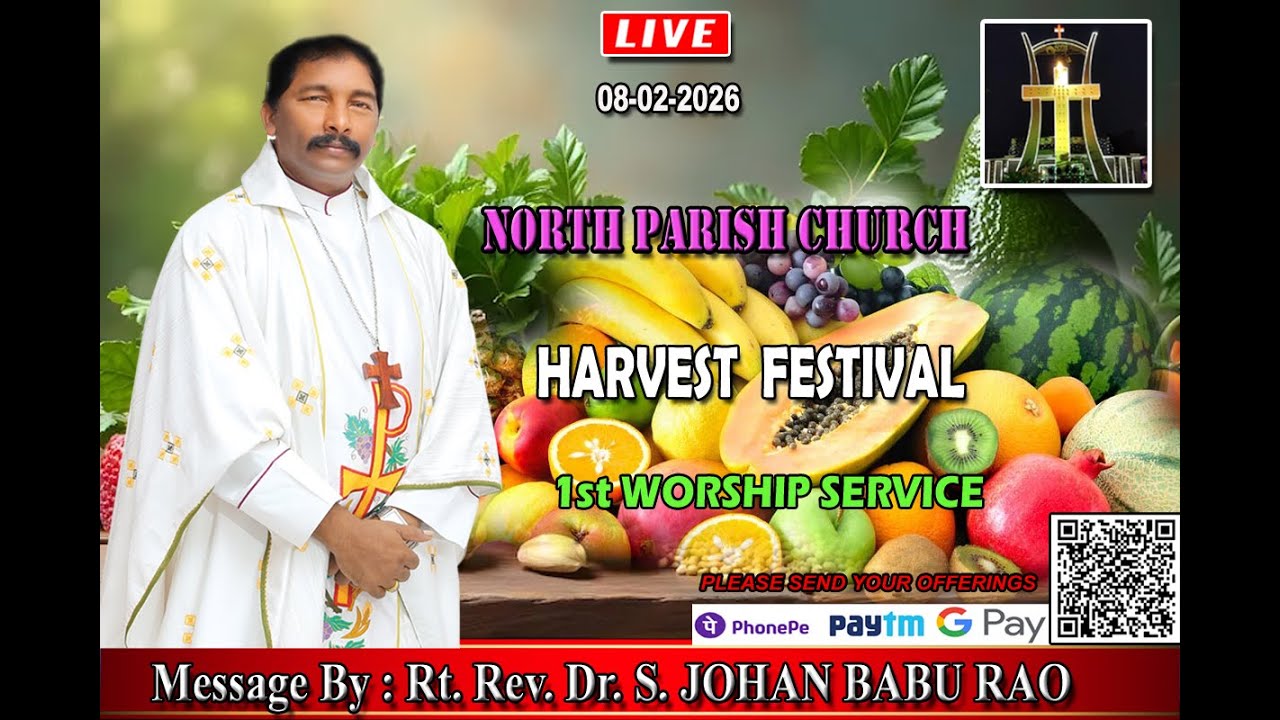 NORTH PARISH CHURCH - 08-02-2026  -    HARVEST FESTIVAL -  1st  WORSHIP SERVICE