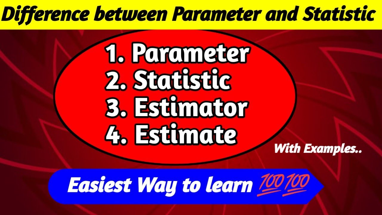 Parameter vs Statistic vs Estimator vs Estimate | population | sample | statistics | with examples
