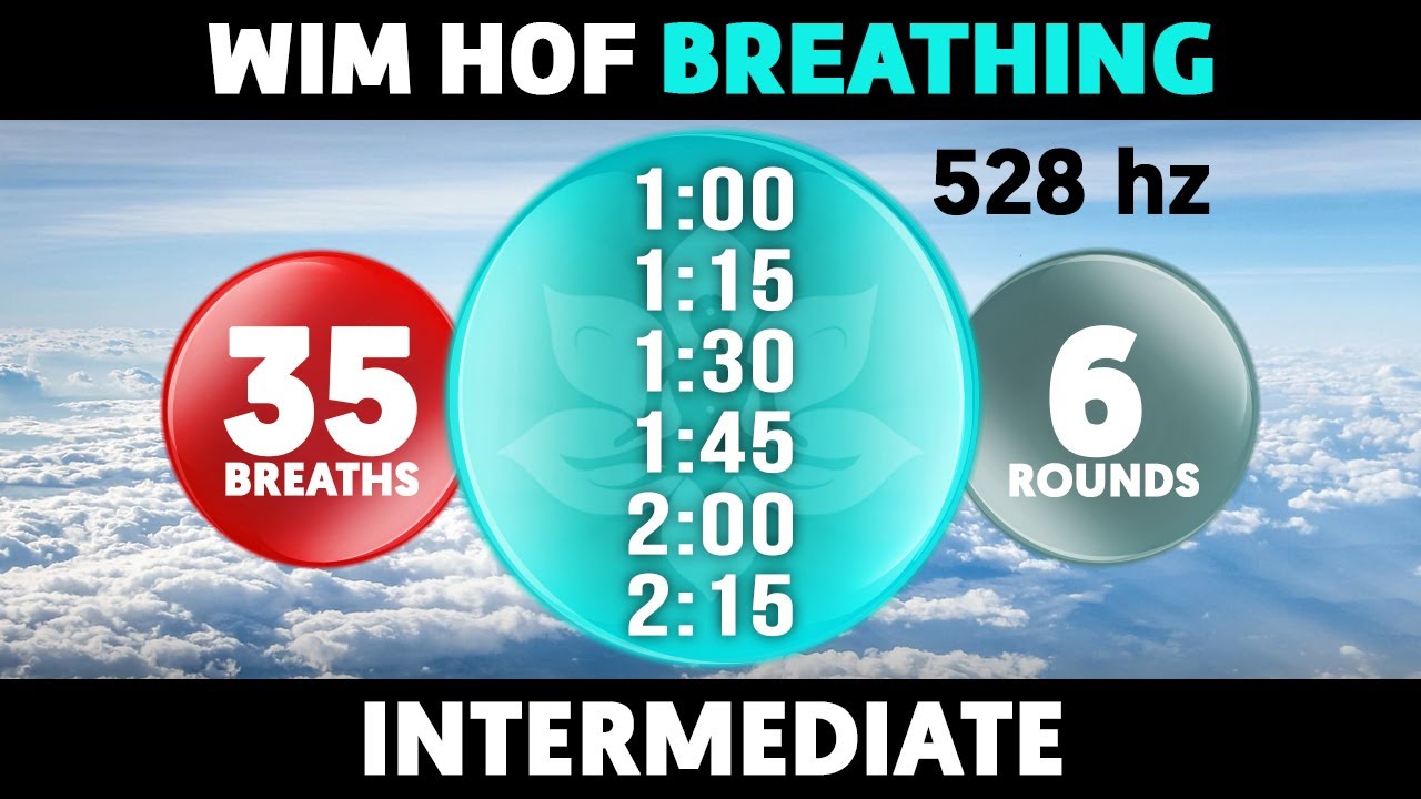 Intermediate Wim Hof Guided Breathing | 6 Rounds - 35 Breaths | 528hz #SatoriFlow #WimHofBreathing
