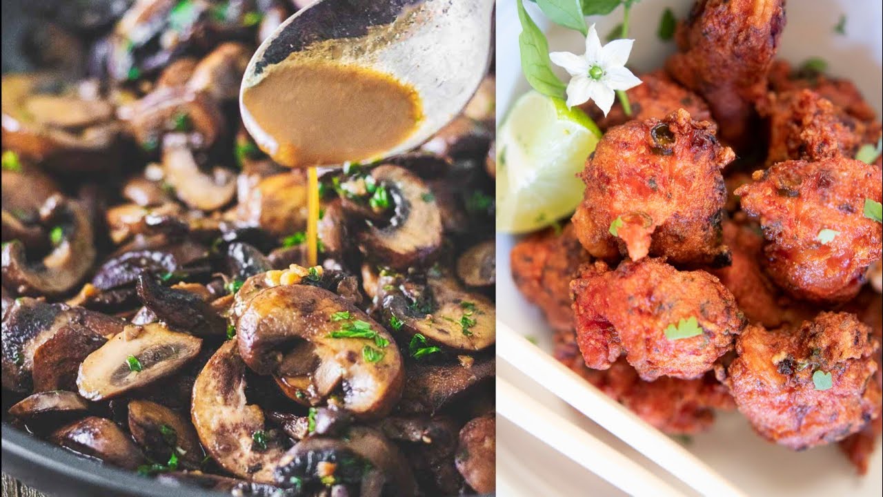 Creamy Butter Garlic Mushrooms| BUbble SHrimp!💯Crispy Golden Prawns Bhaji Fry| Easy And Quick Recipe