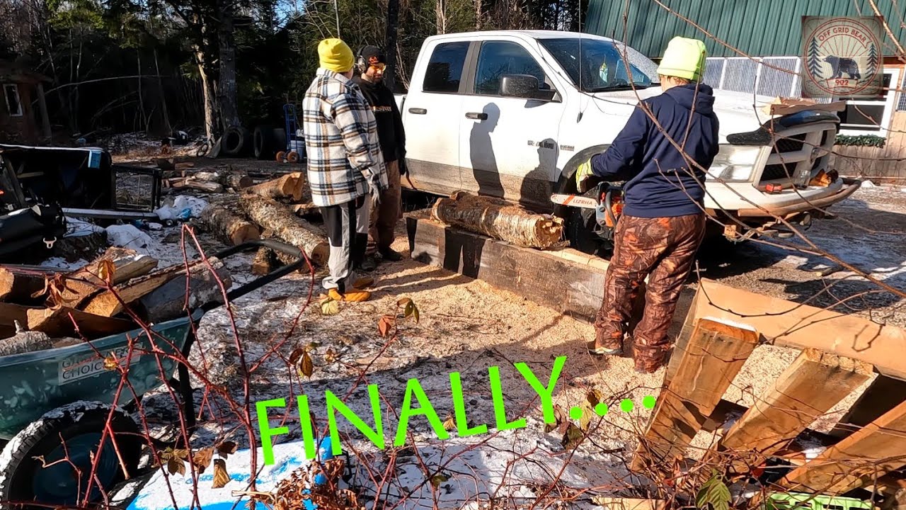 What could go wrong? Snow, Ice , and Water.First time Using, Chainsaw. Off Grid Winter water storage