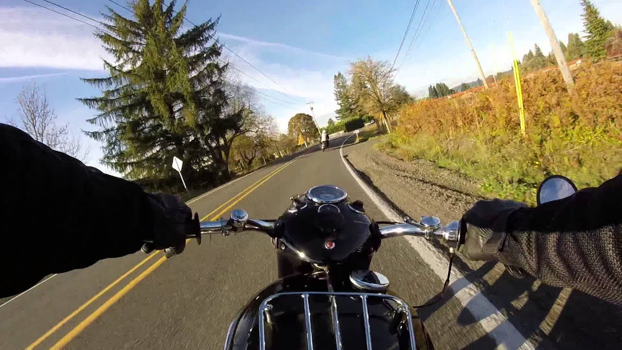 1964 Triumph Thunderbird chasing 1951 Vincent Comet Motorcycle