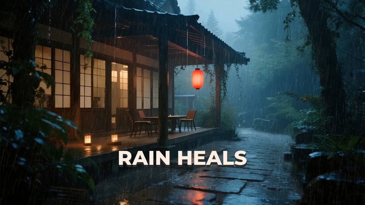 🔴 Emotional Healing with Japanese Rain Night Walk at a Lantern-Lit Inn for Total Calm 🏮🌌