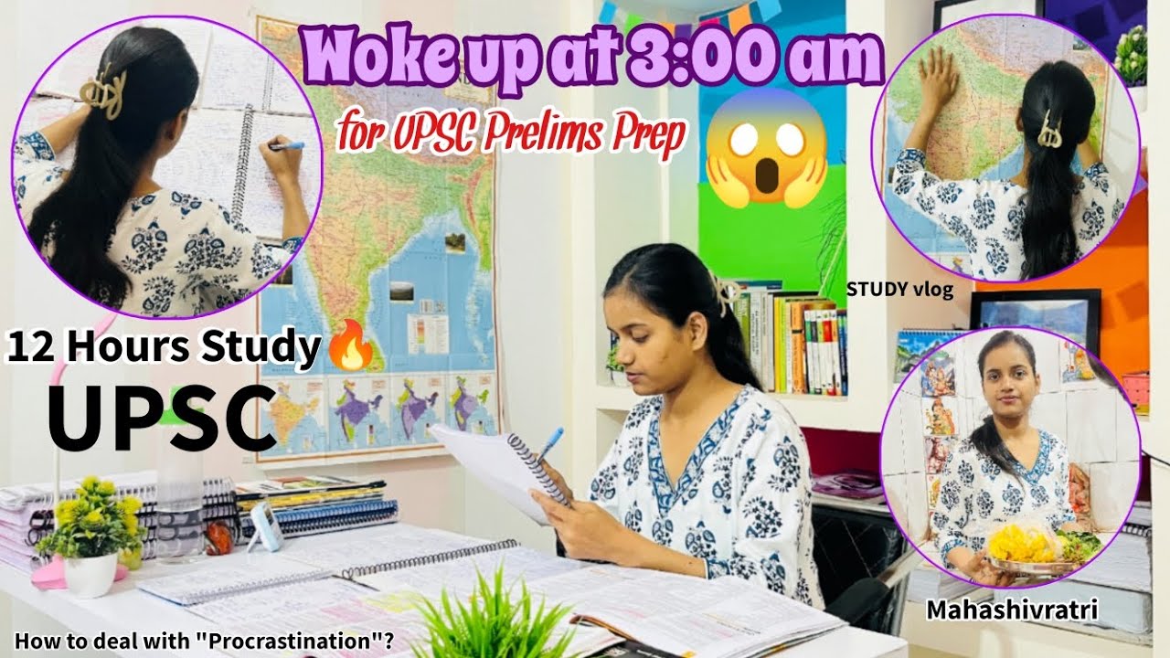 Woke up at 3:00 am for UPSC 😭 12 Hours Study 📖📚 ways to overcome 