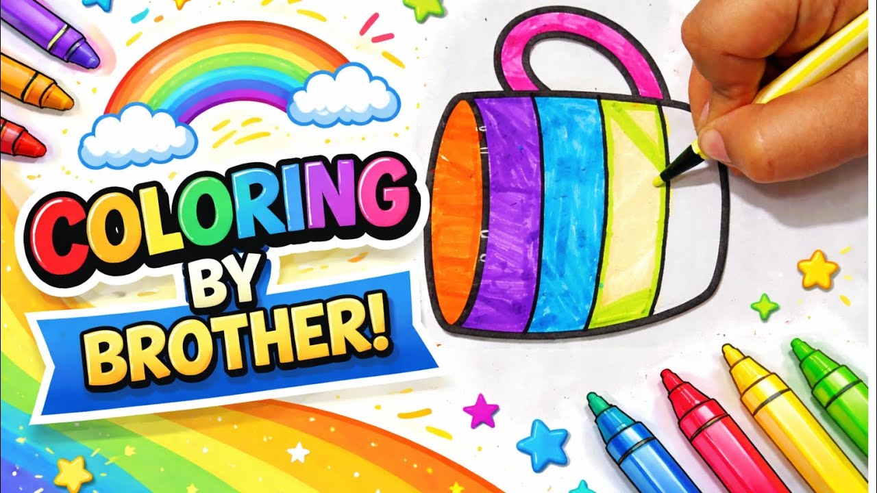 Coloring by Brother | Cute Mug Coloring for Kids 🖍️ | Tiny Art Planet