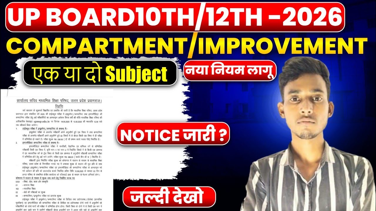 Up Board Compartment Exam 2026 || Up compartment Exam Form Date 2026 || Compartment exam 2026