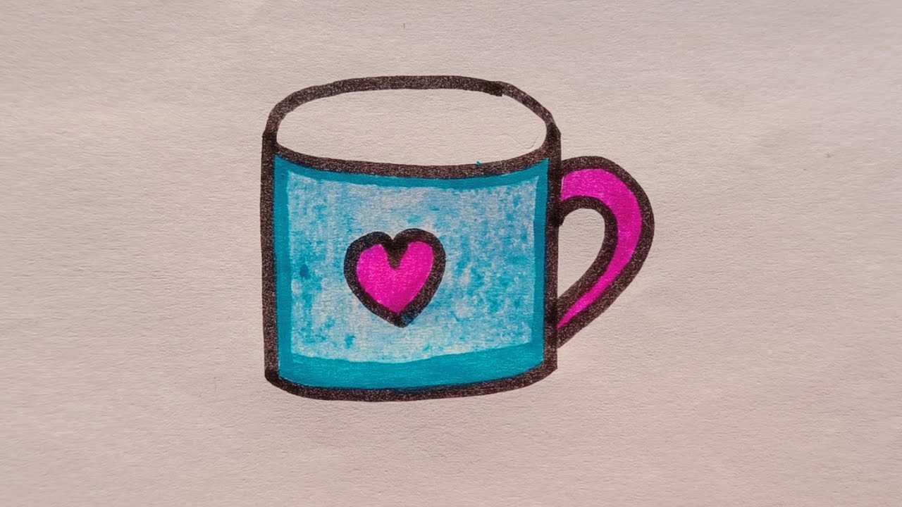 Easy cute 💖 cup 🍵 drawing tutorial ।। Cute mug drawing ।। #cupdrawing #mugdrawing 
