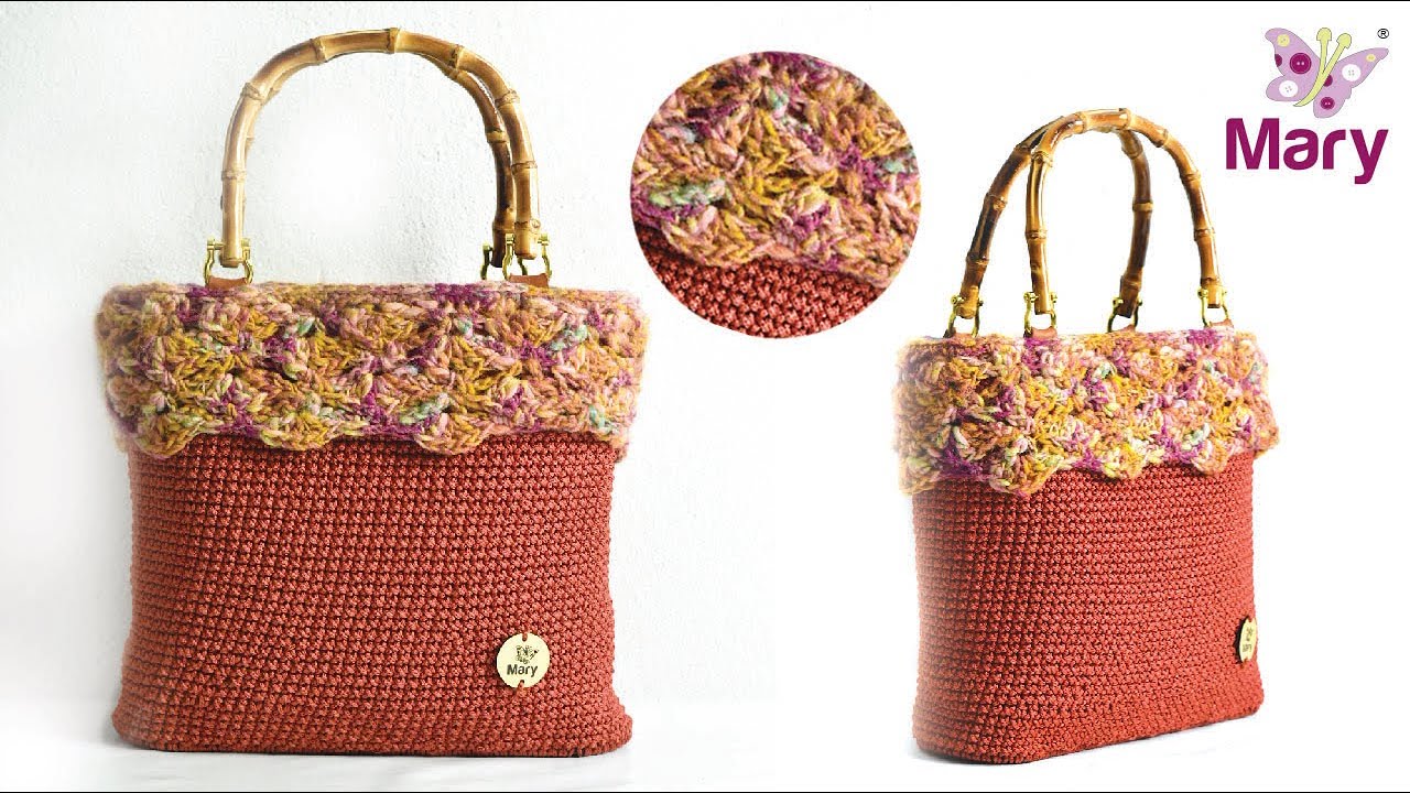 Borsa Acero all'uncinetto con bordo in lana | Bag Crochet