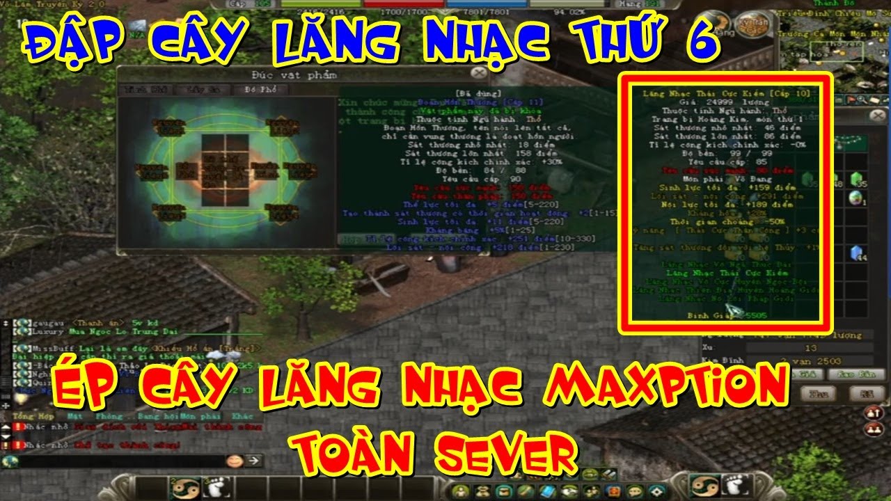 Ép Kiếm Võ Đang Lăng Nhạc Thứ 6 MAX OPTION Liên Sever nhìn Chảy Rãi Trong Võ Lâm Truyền Kỳ 2.0