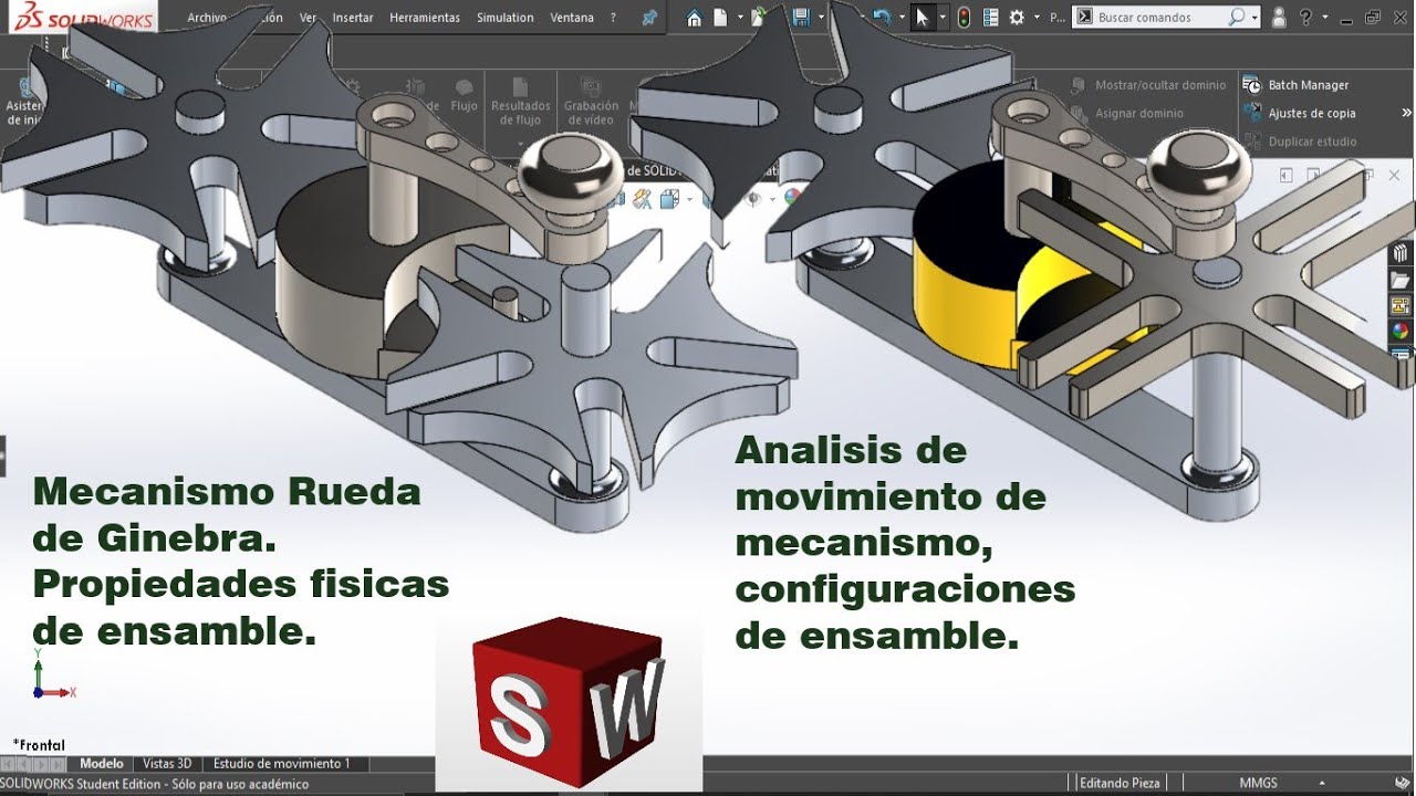 Mecanismo Rueda de Ginebra ejercicio de ensamble Examen de certificación (CSWP)