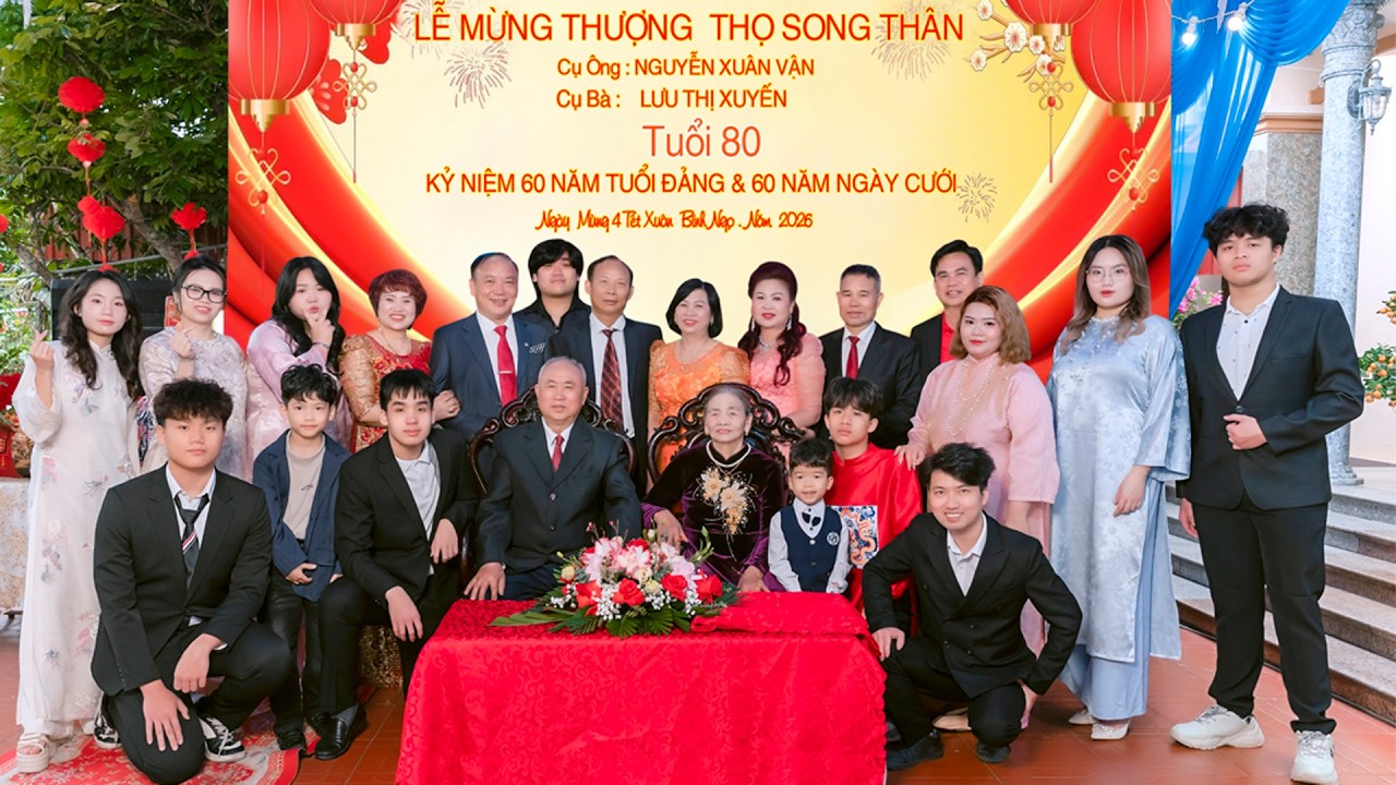 Mừng Thượng Thọ & 60 Năm Tuổi Đảng & 60 Năm Ngày Cưới . Cụ Nguyễn Xuân Vận & Cụ Lưu Thị Xuyến
