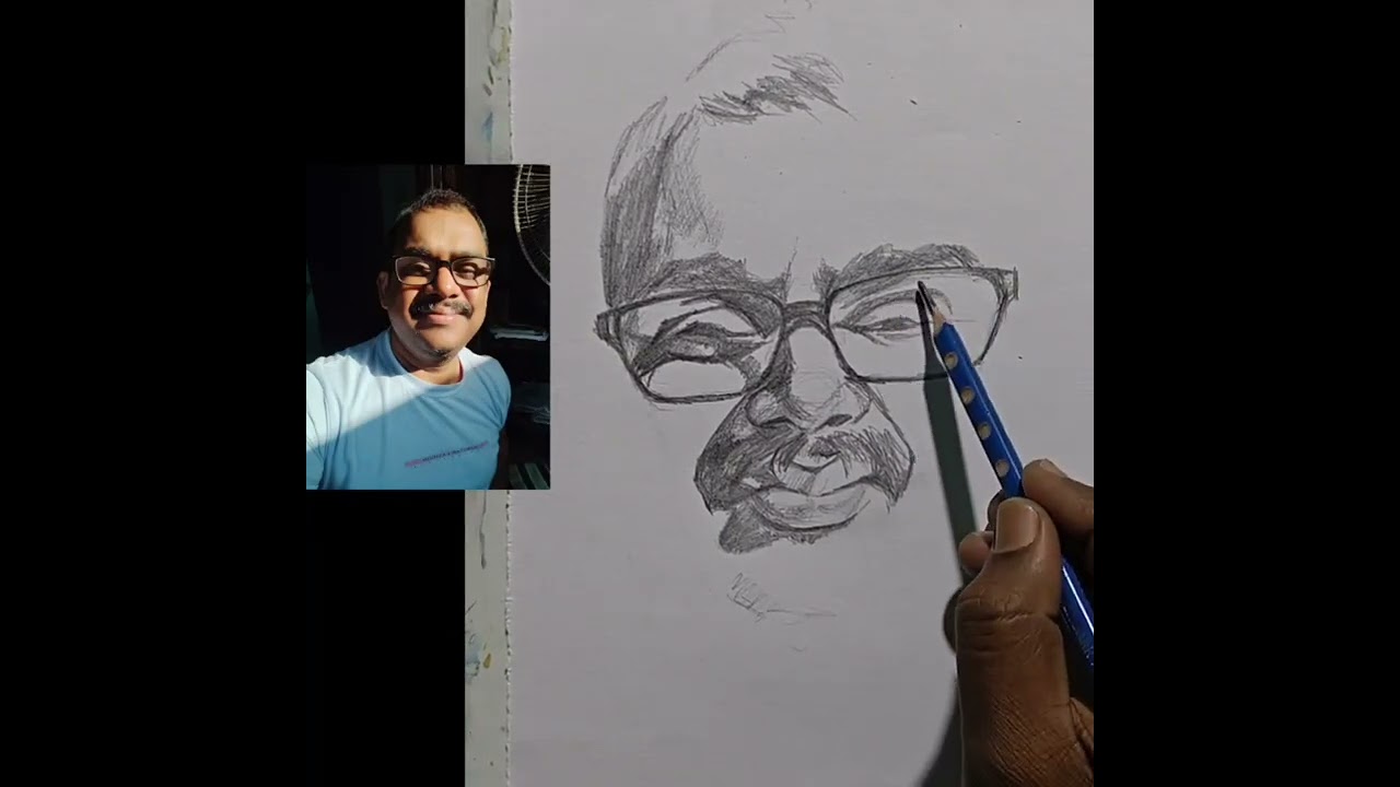 self portrait Drawing with light and shadow 