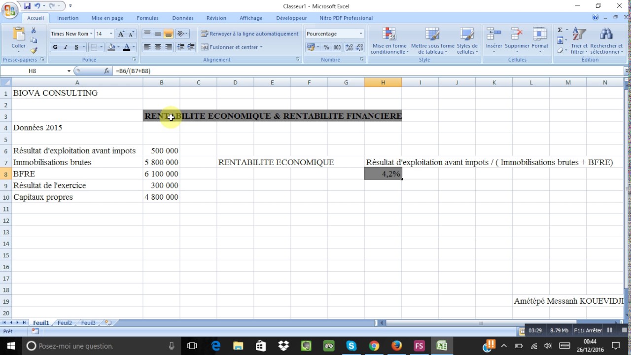 RENTABILITE ECONOMIQUE & RENTABILITE FINANCIERE
