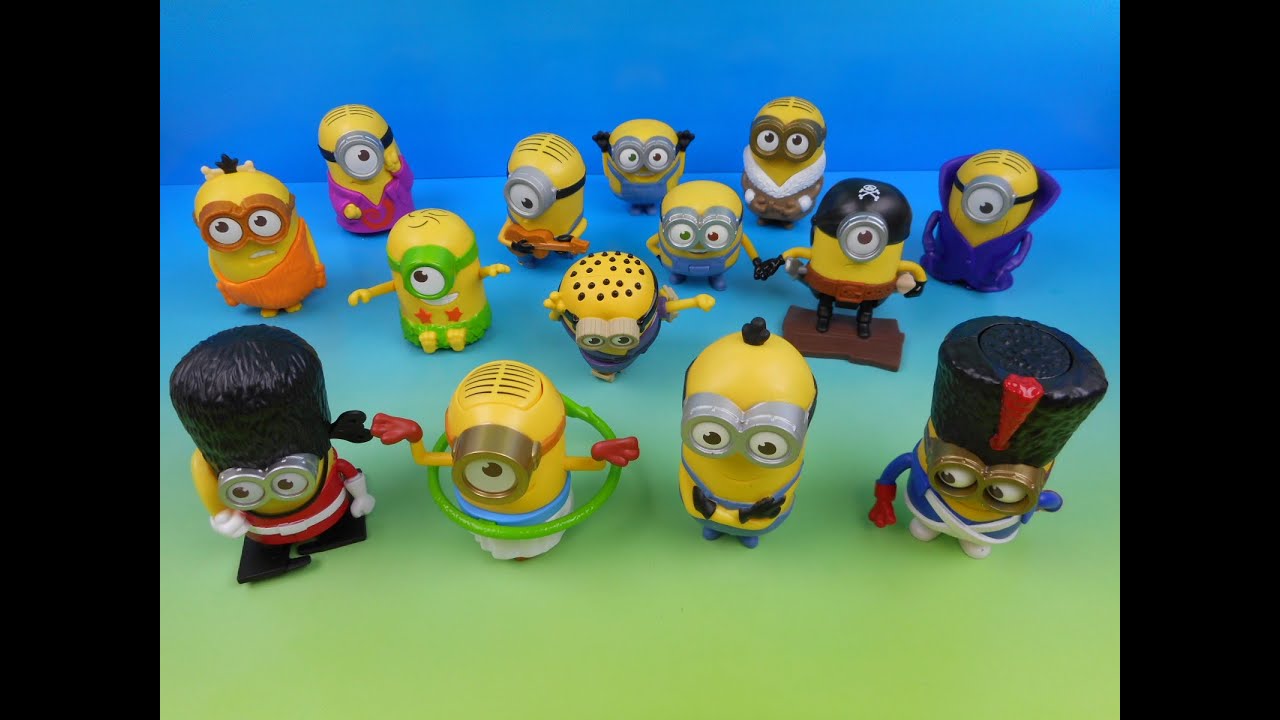 2015 MINIONS MOVIE SET OF 14 McDONALDS HAPPY MEAL COLLECTION TOYS VIDEO REVIEW AUSTRALIAN RELEASE