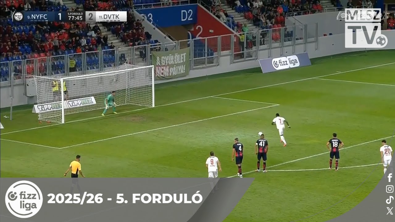Nyíregyháza Spartacus FC – DVTK | 1-4 | (0-1) | Fizz Liga | 5. forduló | MLSZTV