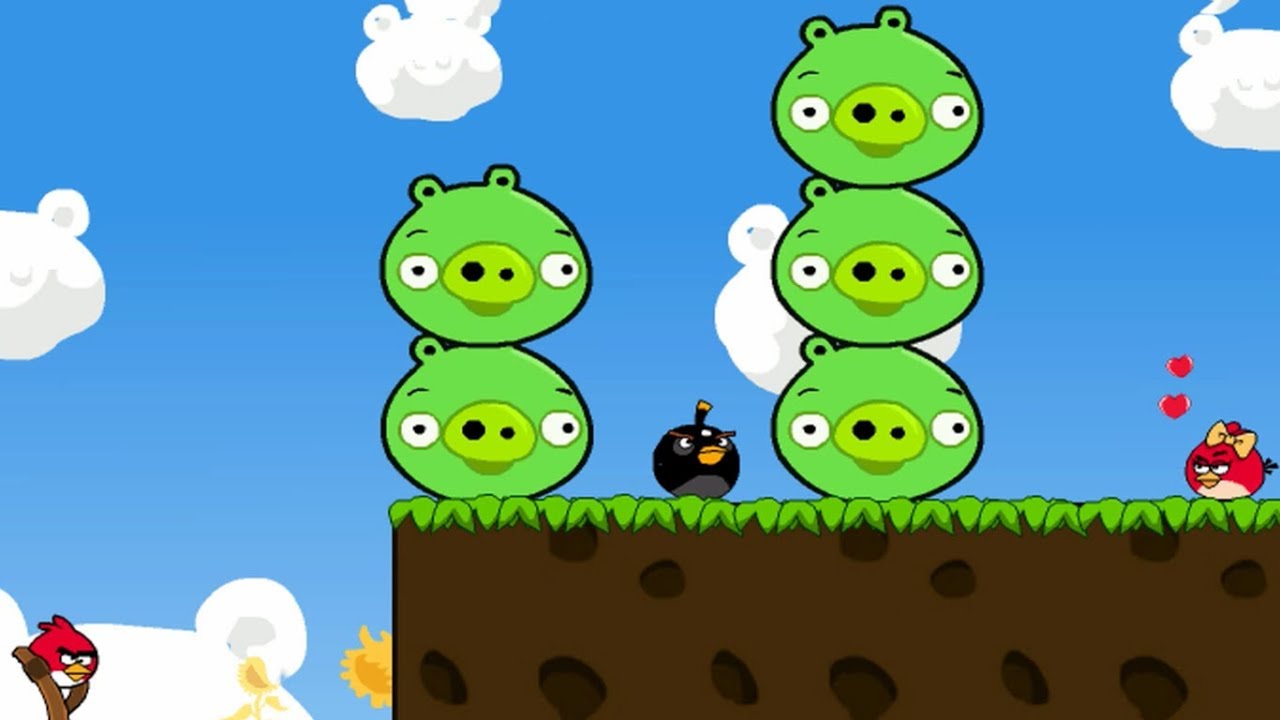 How red bird saves love from blue pigs - Angry Birds Love Cannon!