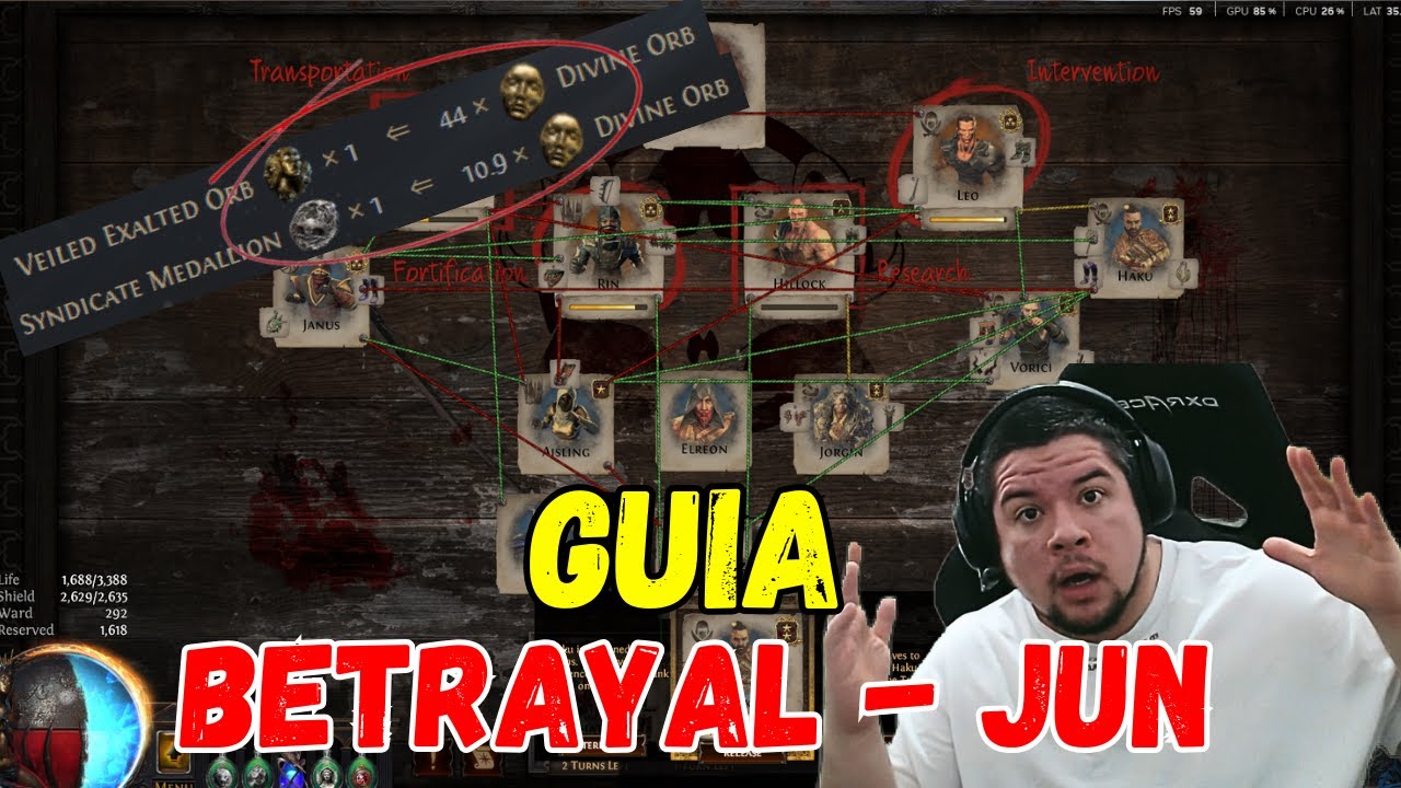 Como fazer Jun / Betrayal em path of exile, um Guia do Sindicato no Poe