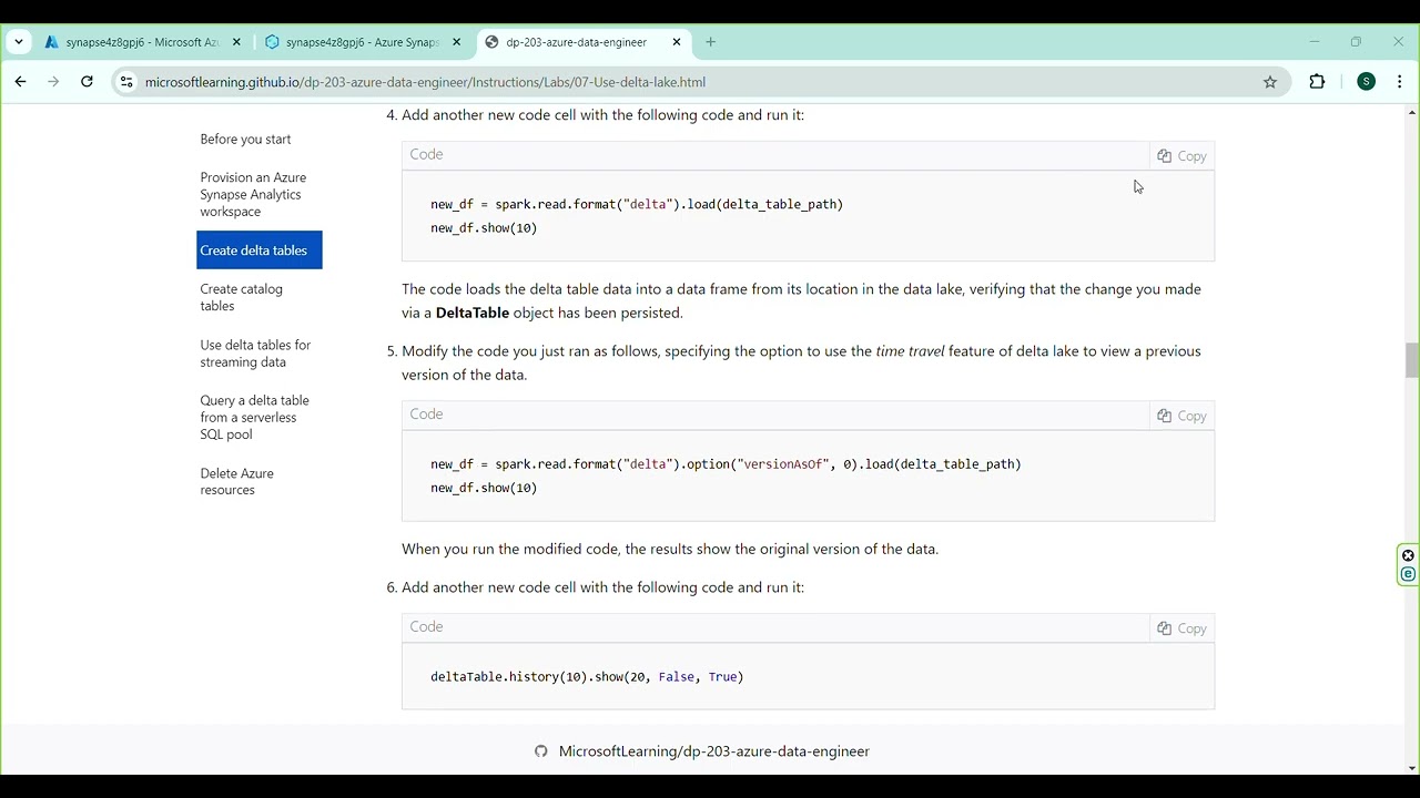 Use Delta Lake with Spark in Azure Synapse Analytics