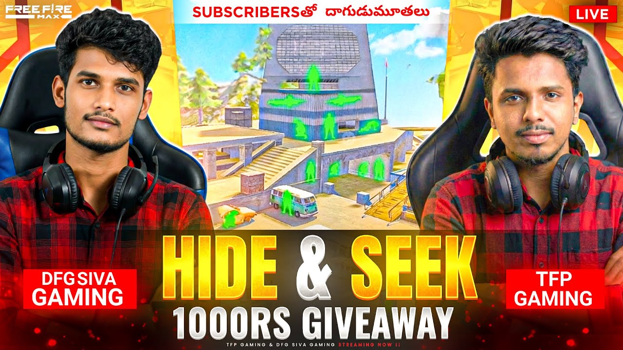 HIDE AND SEEK  COLLAB STREAM WITH DFG SHIVA GMG | BIG GIVEAWAY | 1000RS