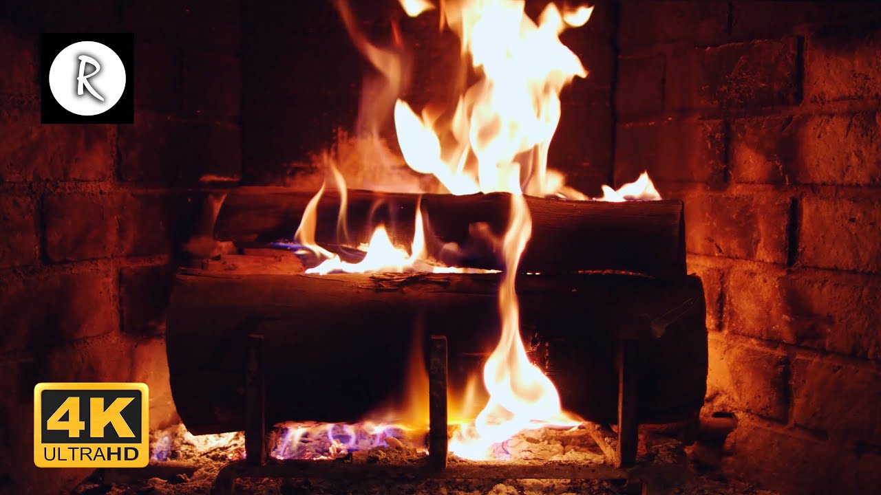 🔥 Crackling Fireplace w/ Rain & Heavy Thunder Claps | Nature Sound for Sleep, Insomnia 10 Hours 4K