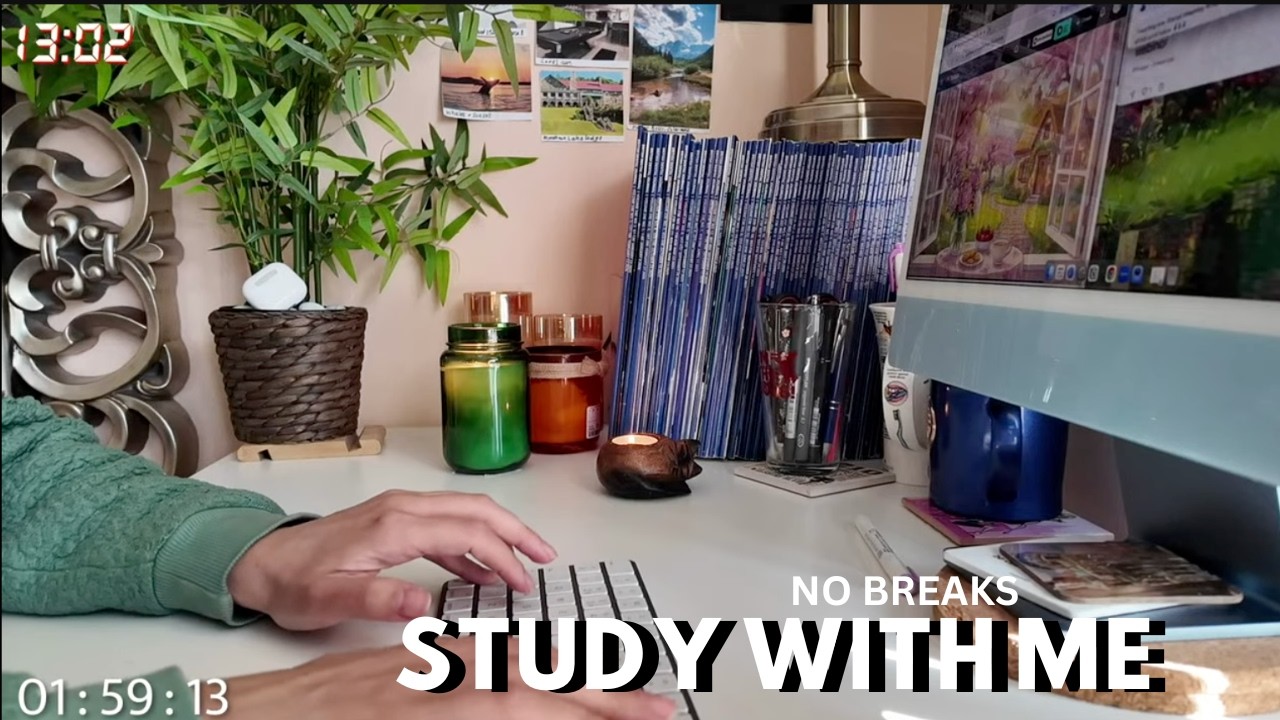 LIVE 🔴  Study With Me | NO BREAKS | 🌧️ Rain  Sounds