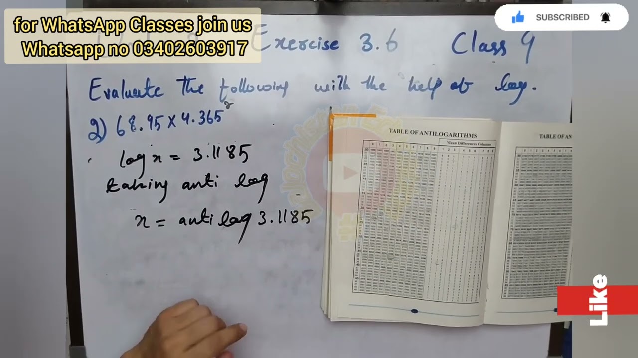 Q.no.2-8 Exercise 3.6 / how to find logm×n? / class9 math Balochistan board