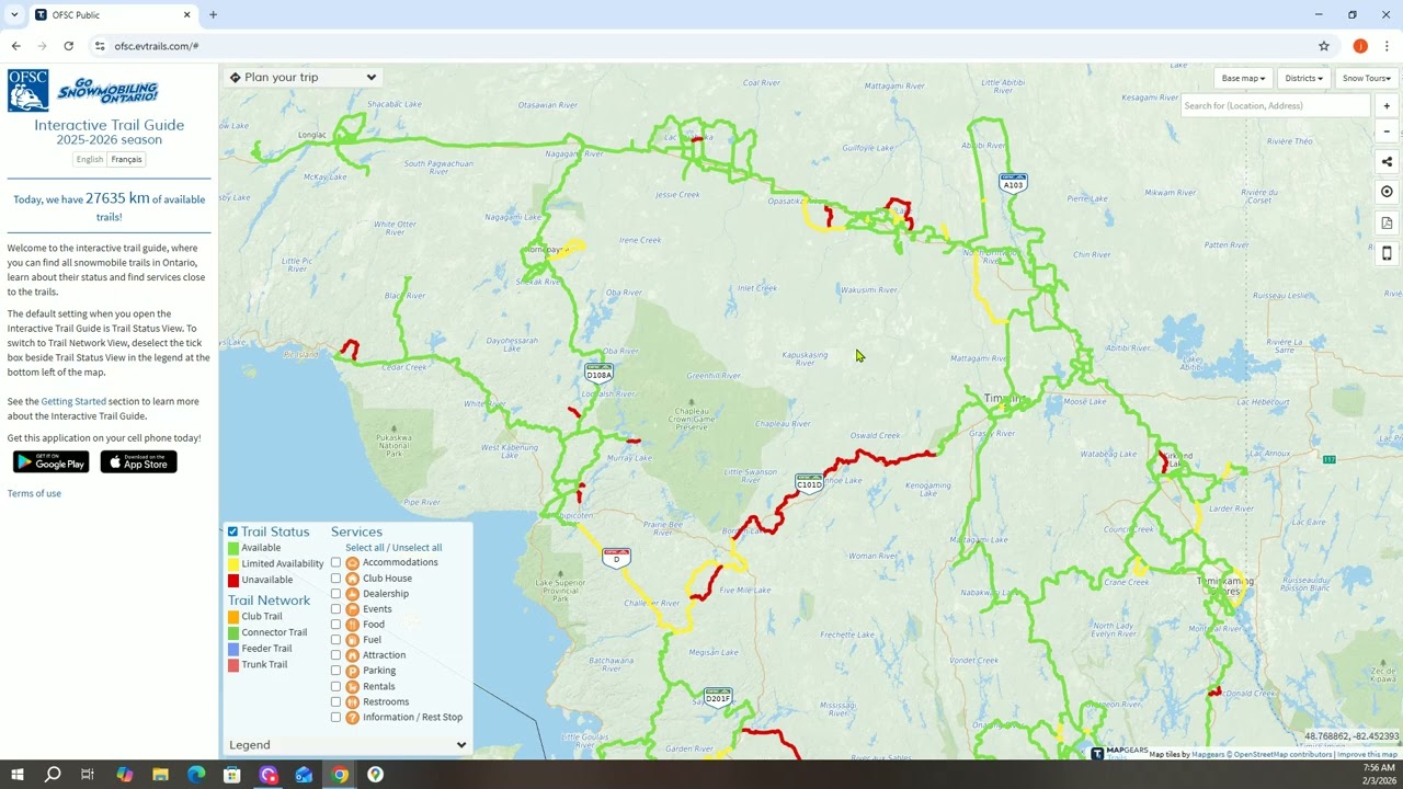 MBV trail accessibility update for FEB 3 2026