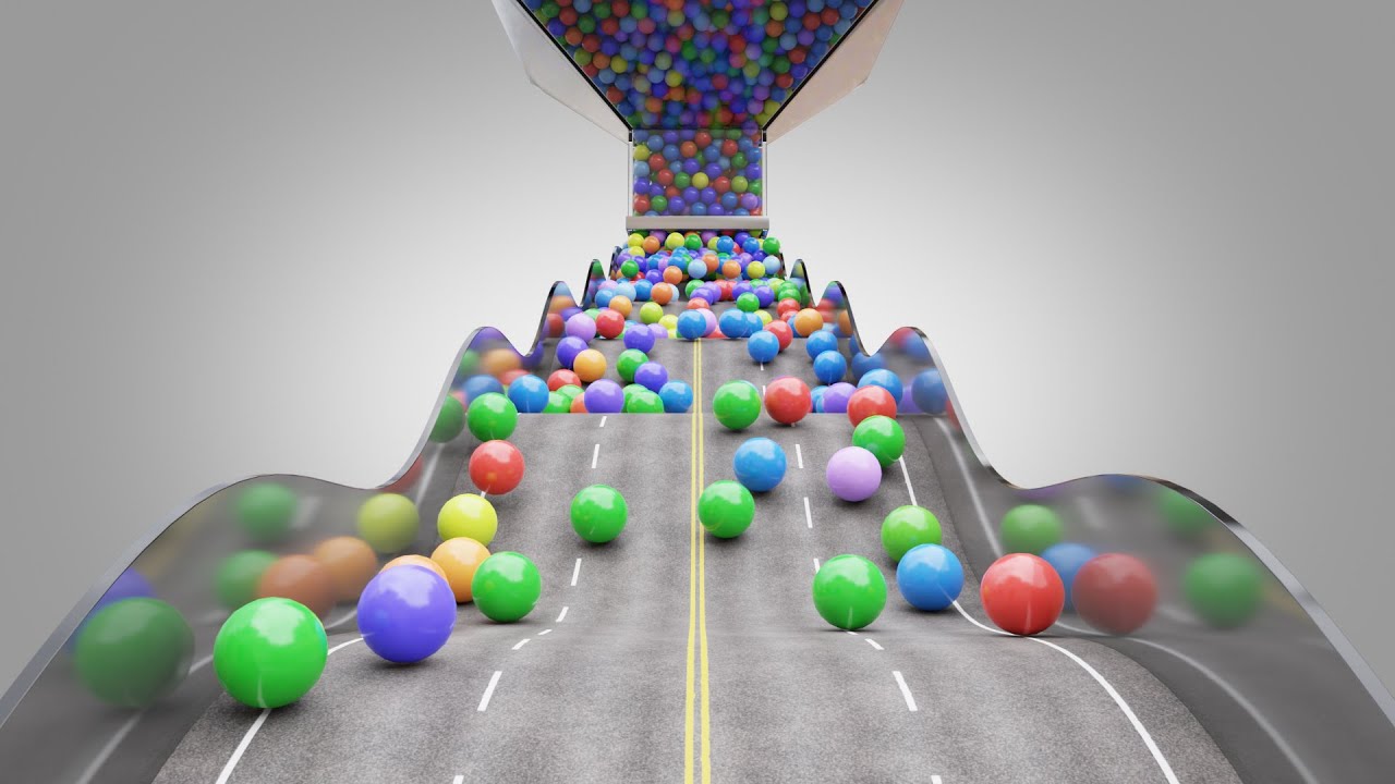 12,000 colorful Balls Marble Run screening animation V07