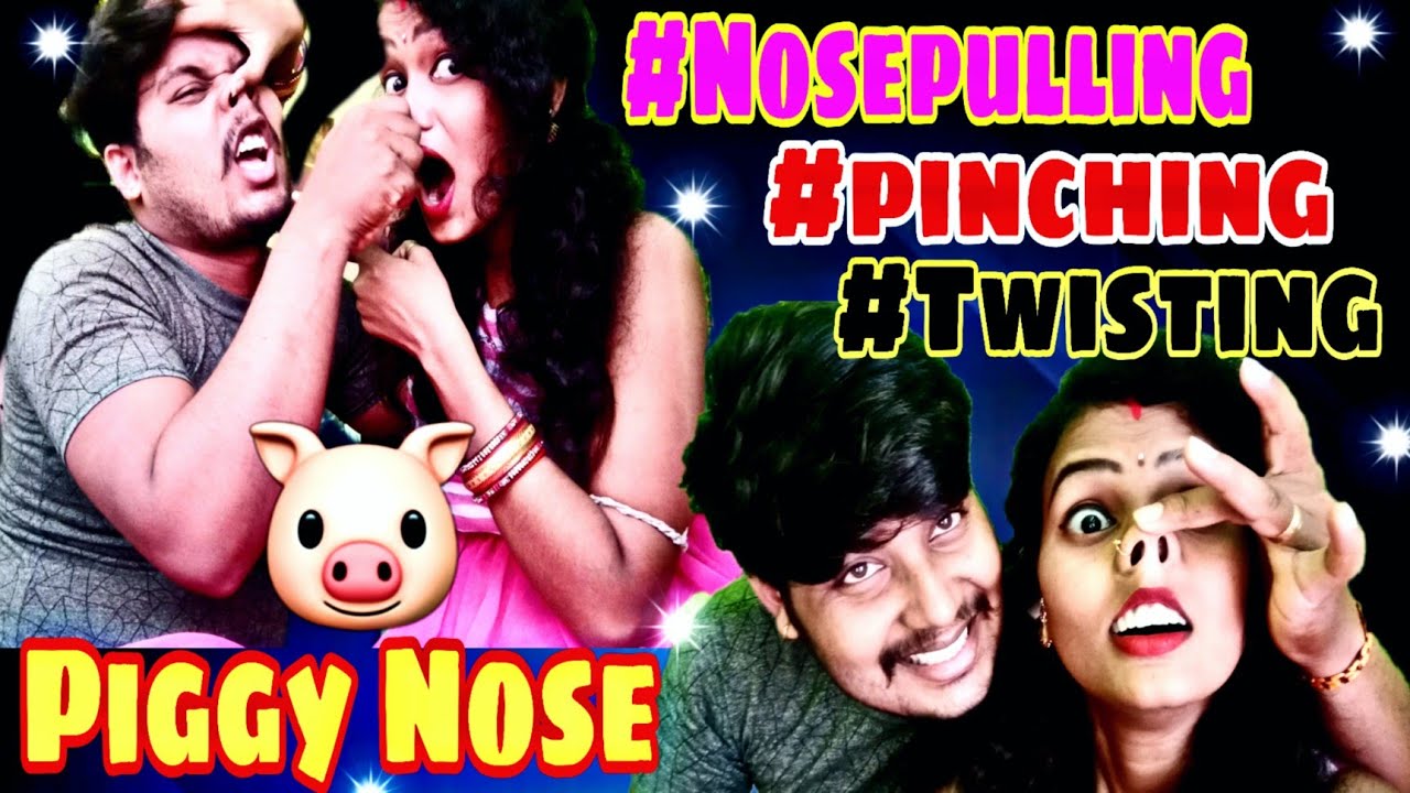 Piggy Nose Challenge। Nosepulling। Twisting & Pinching By Husband😂 Most Requested Video😵