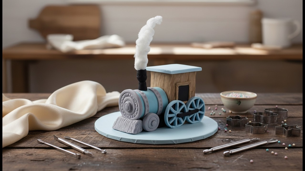 Train Cake Topper🚂. Tren de Fondant para un Pastel.