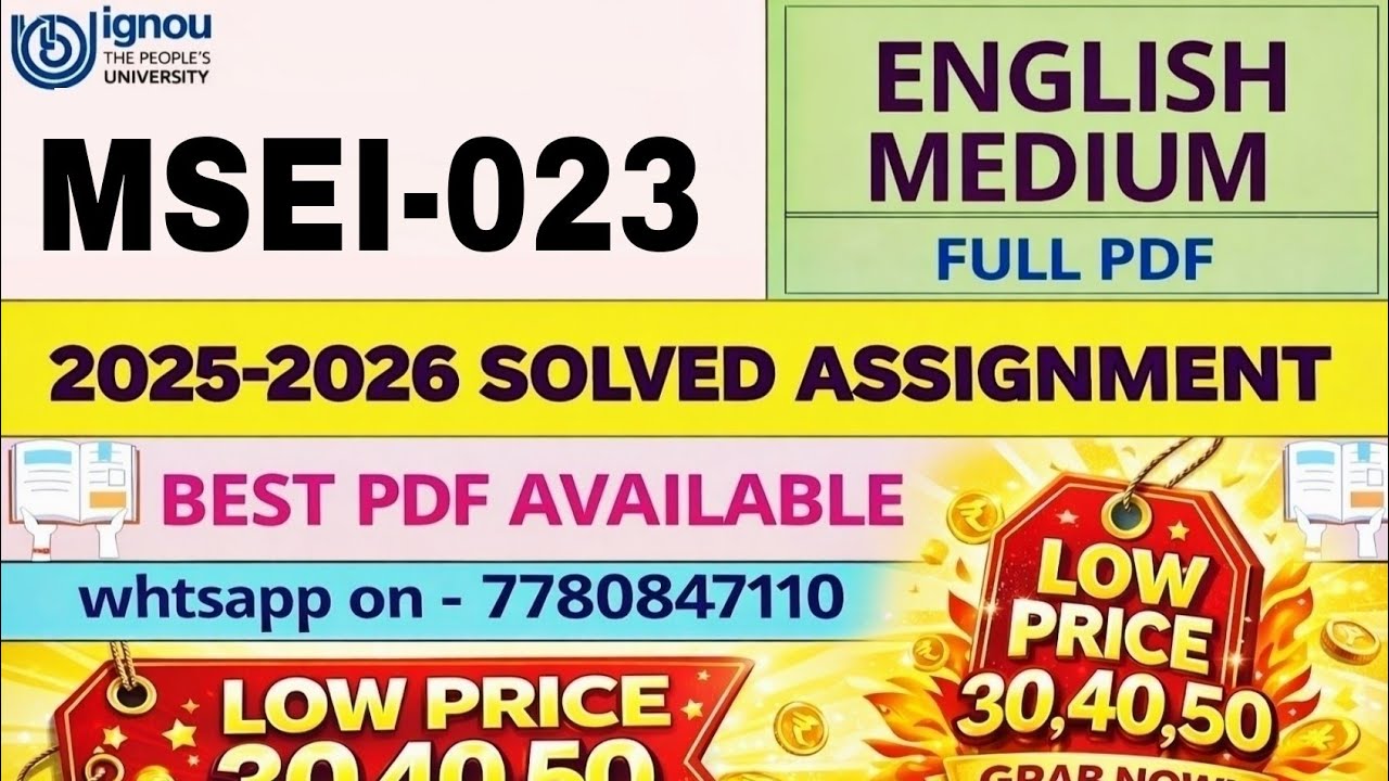 MSEI 023 Solved Assignment 2025-2026 | Latest IGNOU Assignment Solution WhatsApp us on 7780847110
