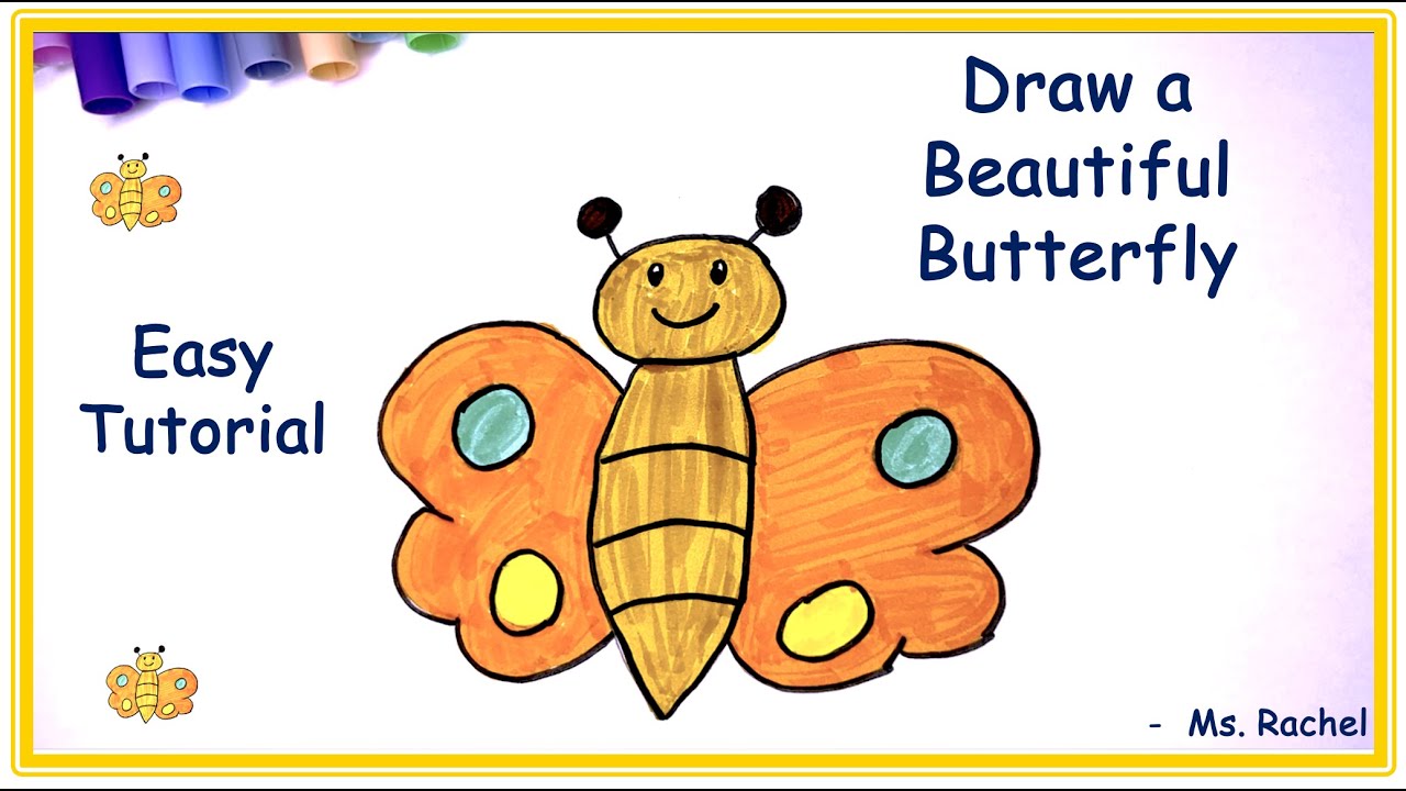 Easy butterfly drawing, beautiful, and quickly with Ms. Rachel