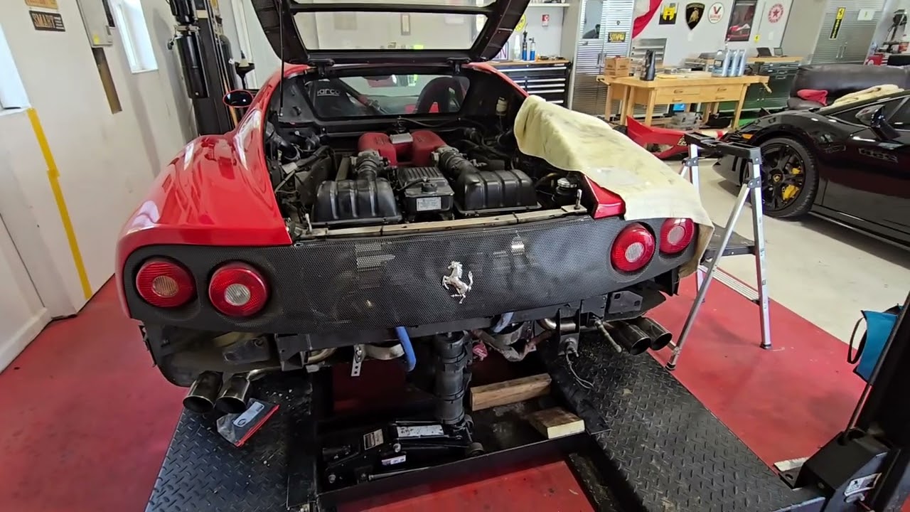2000 Ferrari 360 Challenge Race Car Exhaust Manifold Wrap Passenger side. Day 7. Wrap is Complete