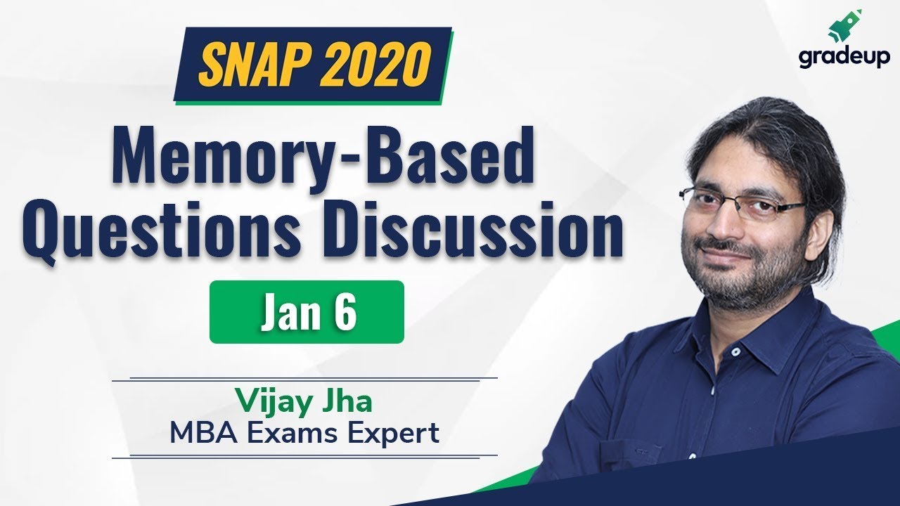 SNAP 2020 Memory Based Questions | SNAP 2020 Test Discussion of Jan 6 | Vijay Jha | Gradeup