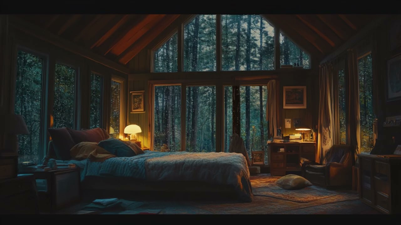 Falling Asleep in Bed with Gentle Forest Rain Surrounding the Night 🌲🌧️😴