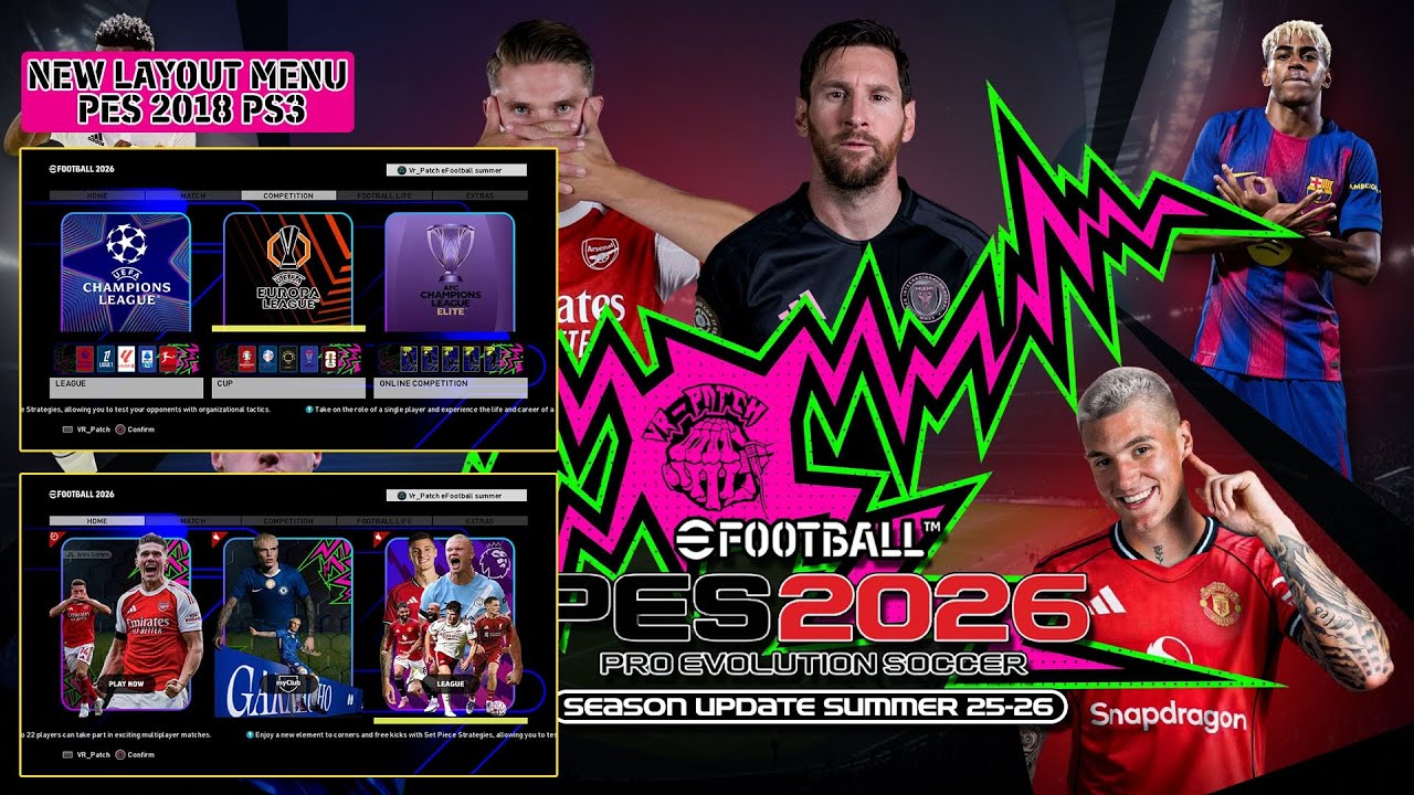 Review New Layout Menu PES2018 - PS3 with VR-Patch season update summer 25-26